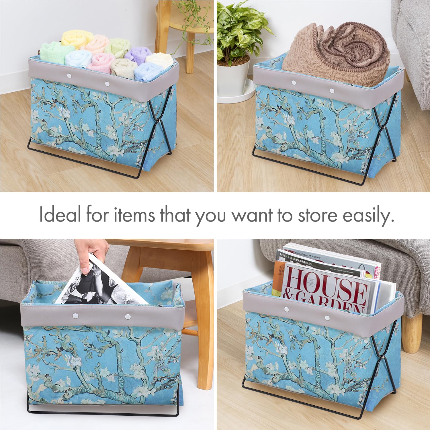 ASTRO Collapsible Magazine Rack Holder Floor Bedroom, Sturdy Steel